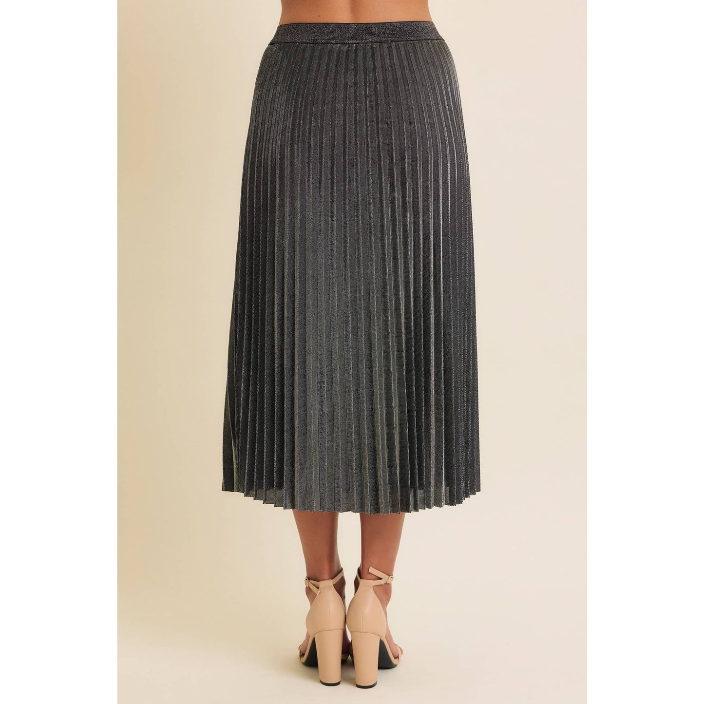 SPARKLING ACCENT PLEATED MIDI SKIRT