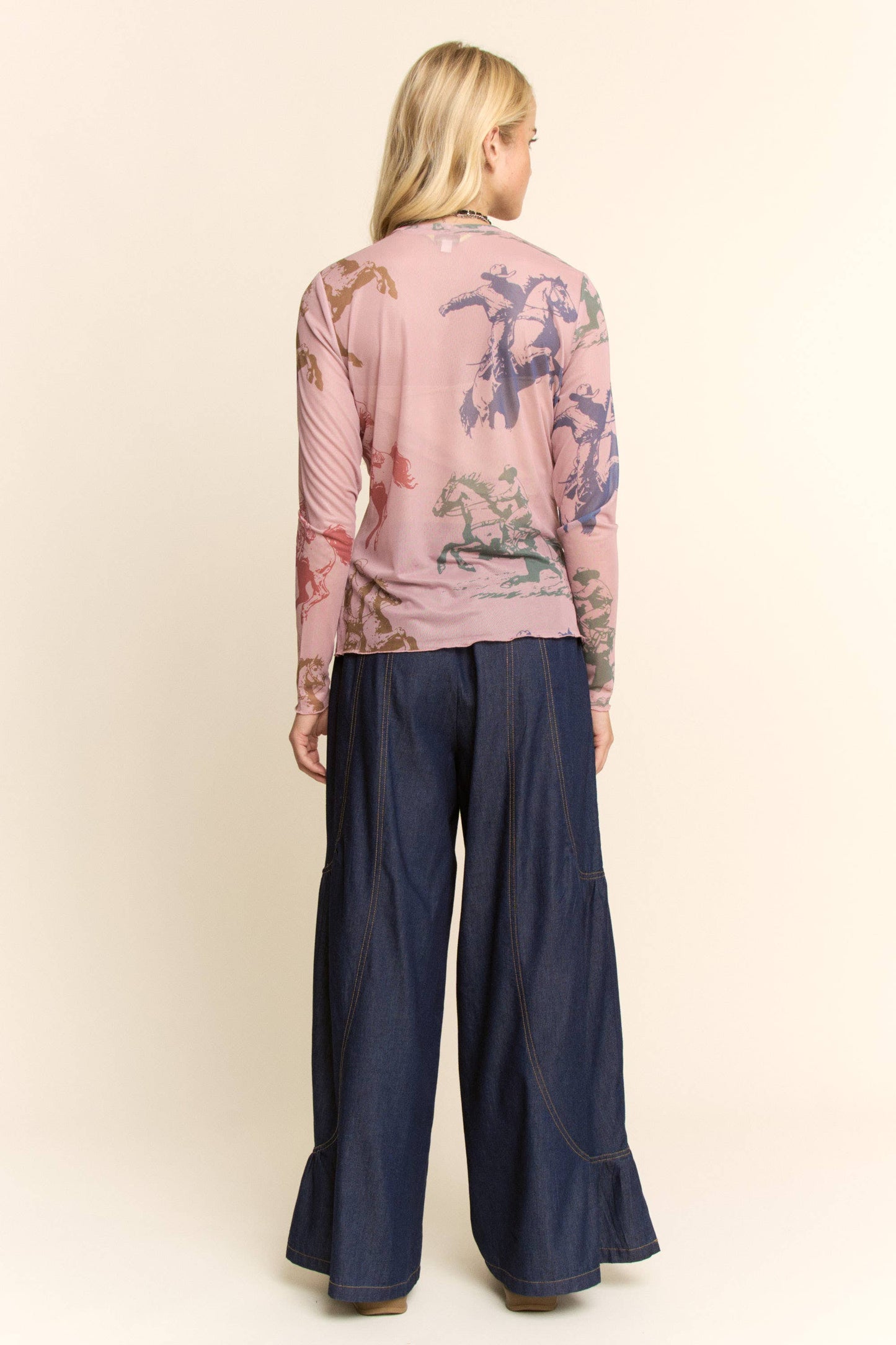 RUNNING HORSE CAMO PRINTED MESH TOP