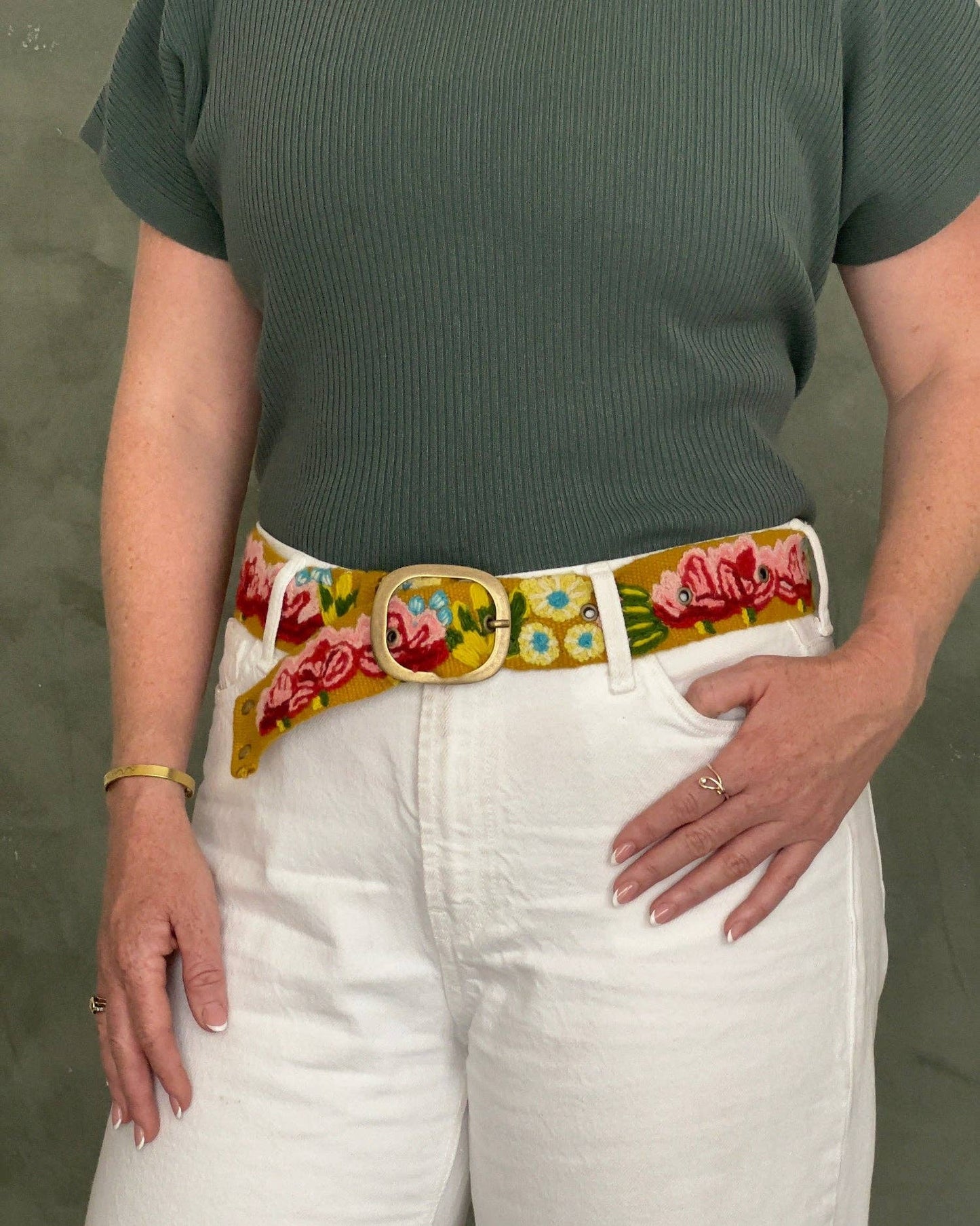 Giverny Embroidered Wool Belt