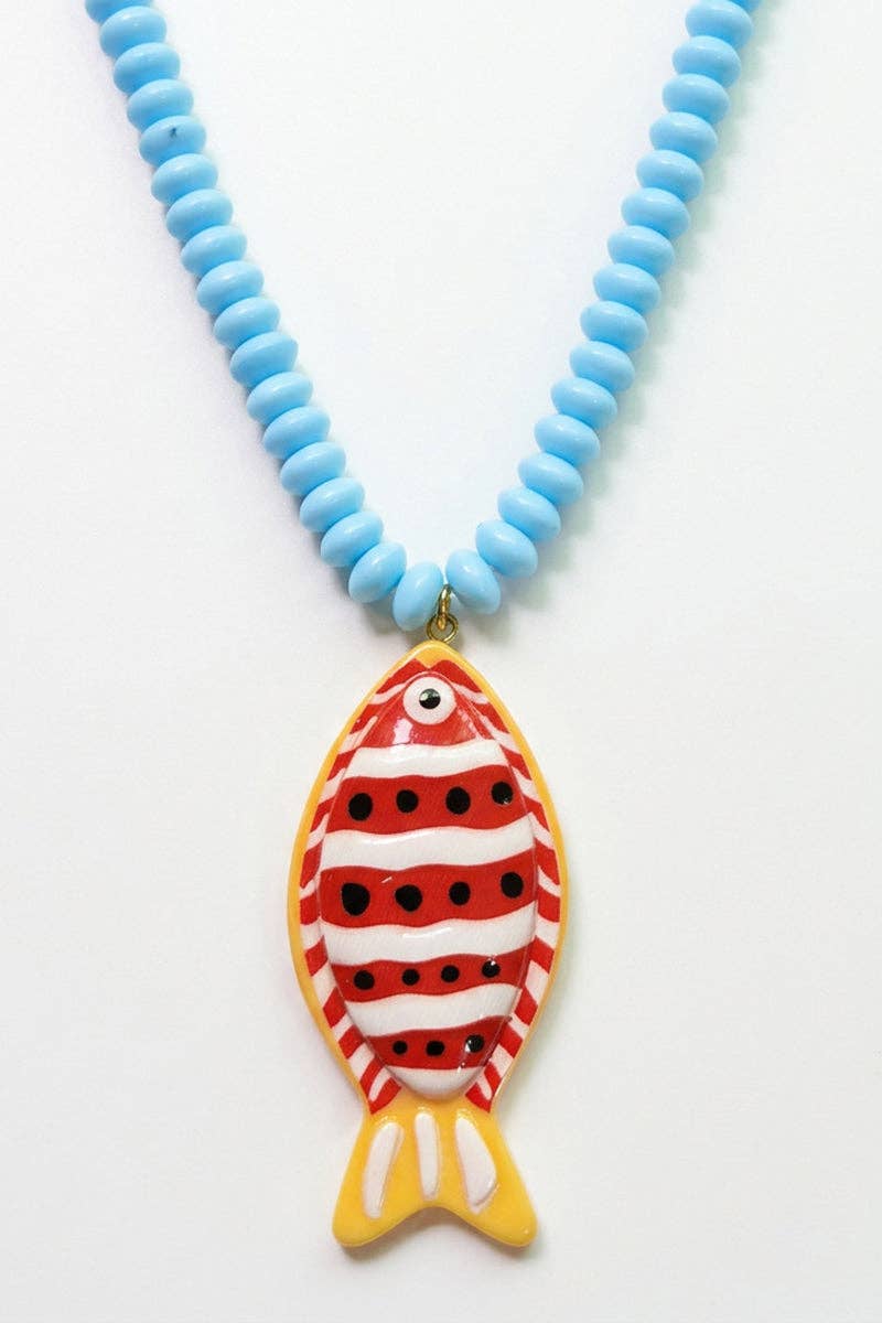 Vibrant Fish Pendant Beaded Necklace