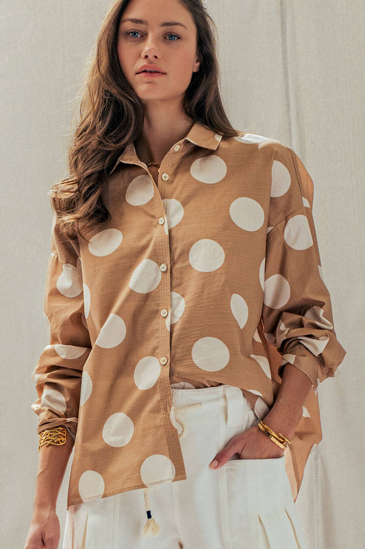 Polka Dot Button-Down Shirt
