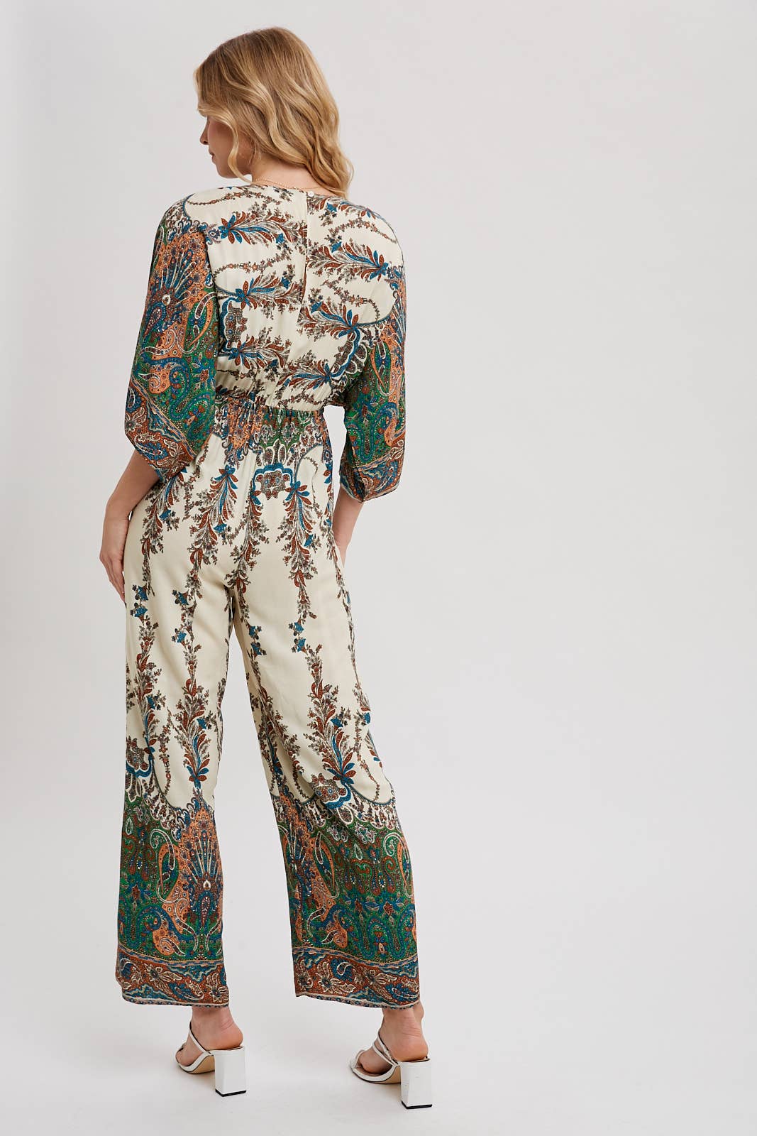 PAISLEY PRINT WRAP JUMPSUIT