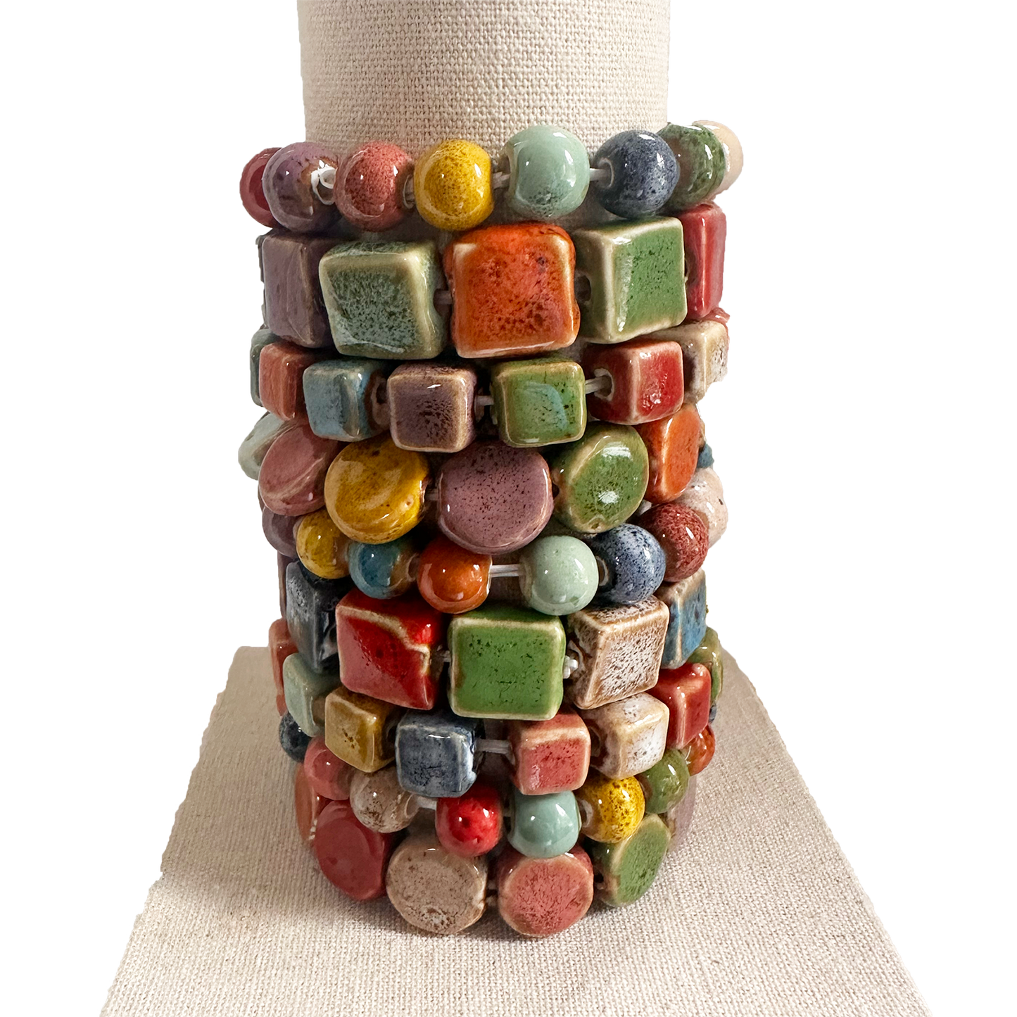 Multi-Color Clay Beaded Stretch Bracelets