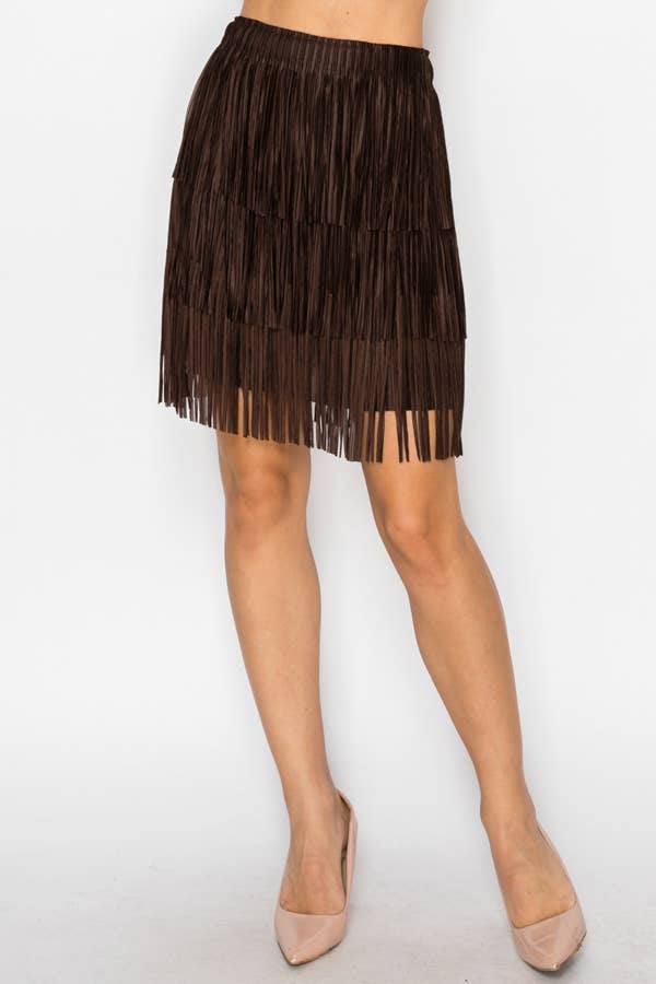 Short Layered Fringe Tiered Skirt