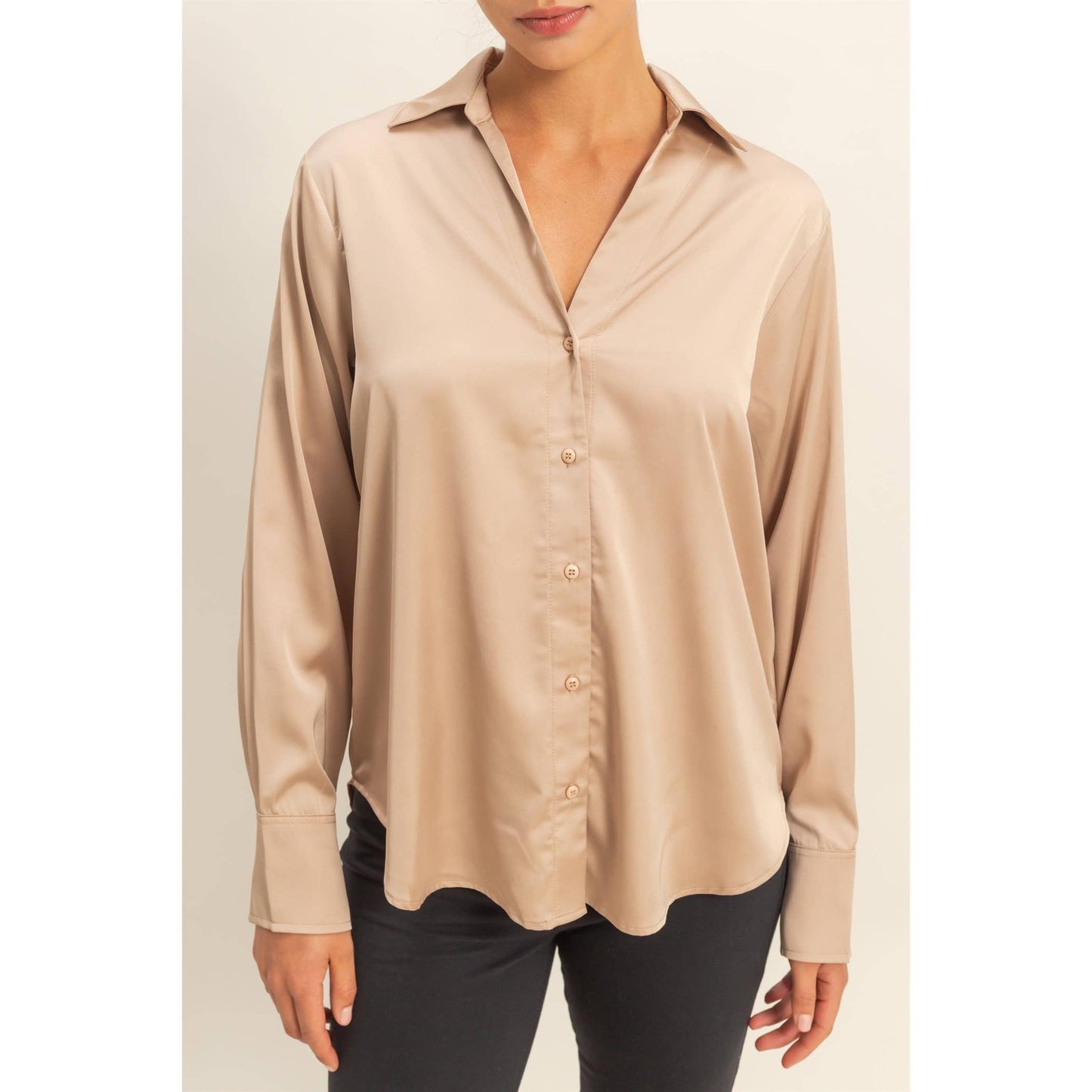 Button-Up Satin Shirt