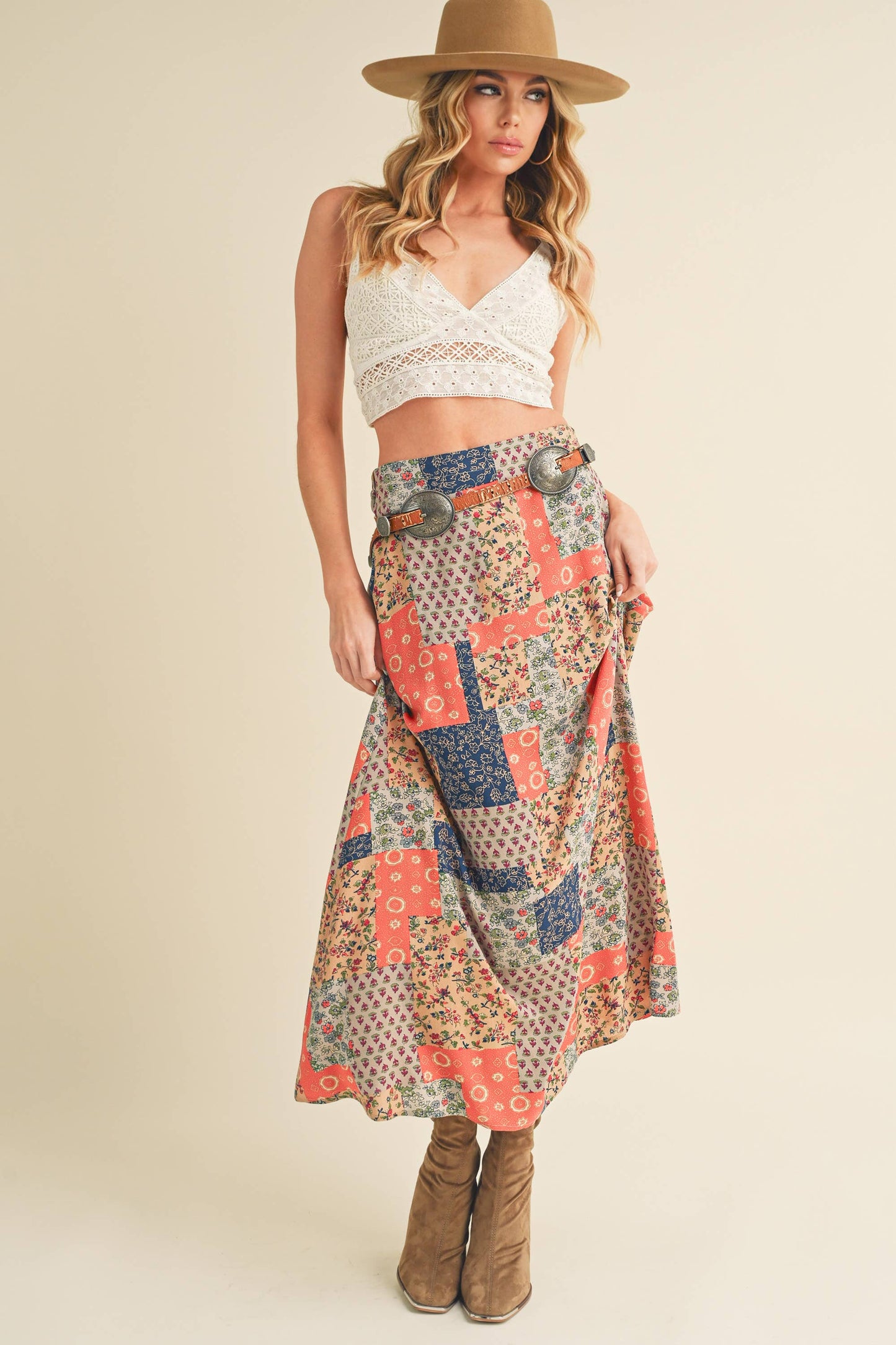 Patchwork Print Skirt