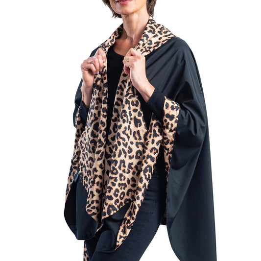 Black and Leopard Rain & Travel Cape