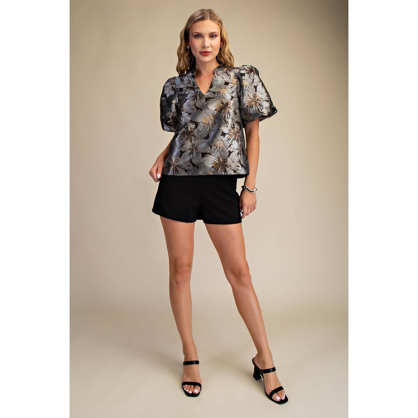 V-Neck Puff Sleeve Top