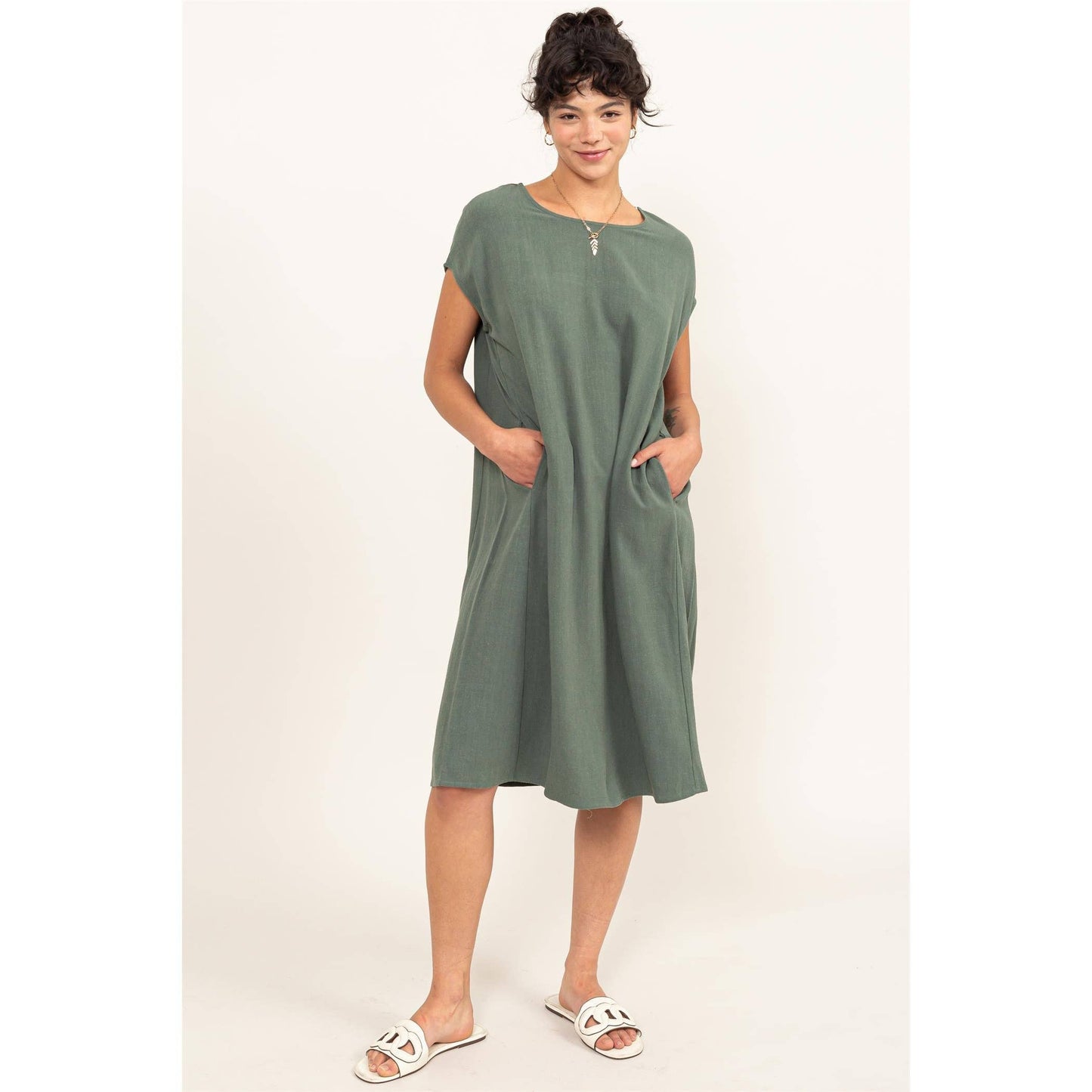 Linen Oversized Midi Dress