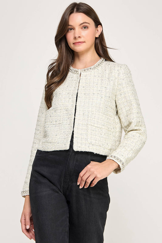 EMBELLISHED TWEED JACKET