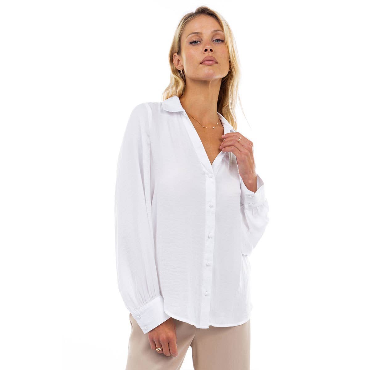 Classic V-Neck Button Down