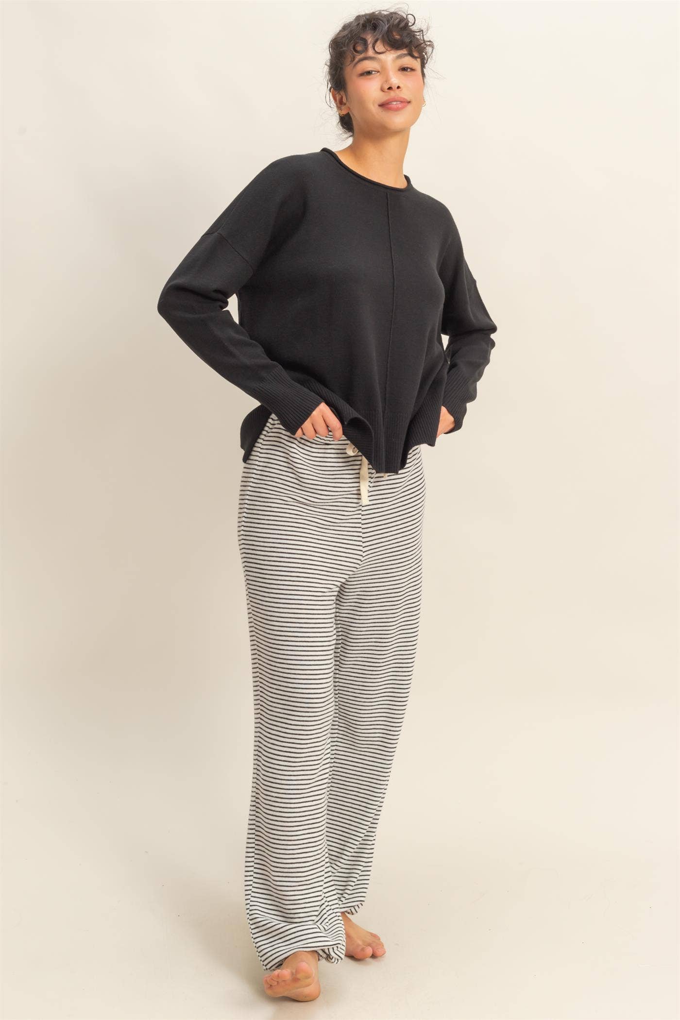 Round Roll Neck Drop Shoulder Sweater