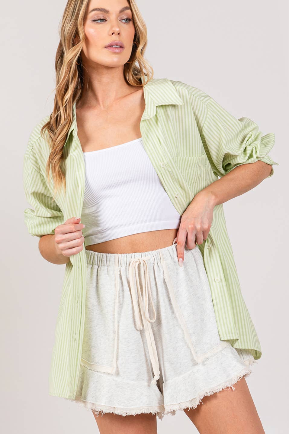 LOOSE FIT STRIPE BUTTON DOWN