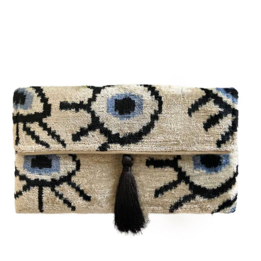 Silk Velvet Ikat Clutch