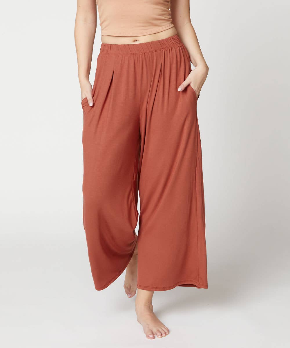 Bamboo wide pants ankle length