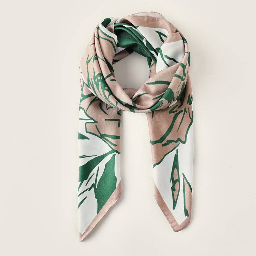 Rose Pattern Lightweight Square Scarf