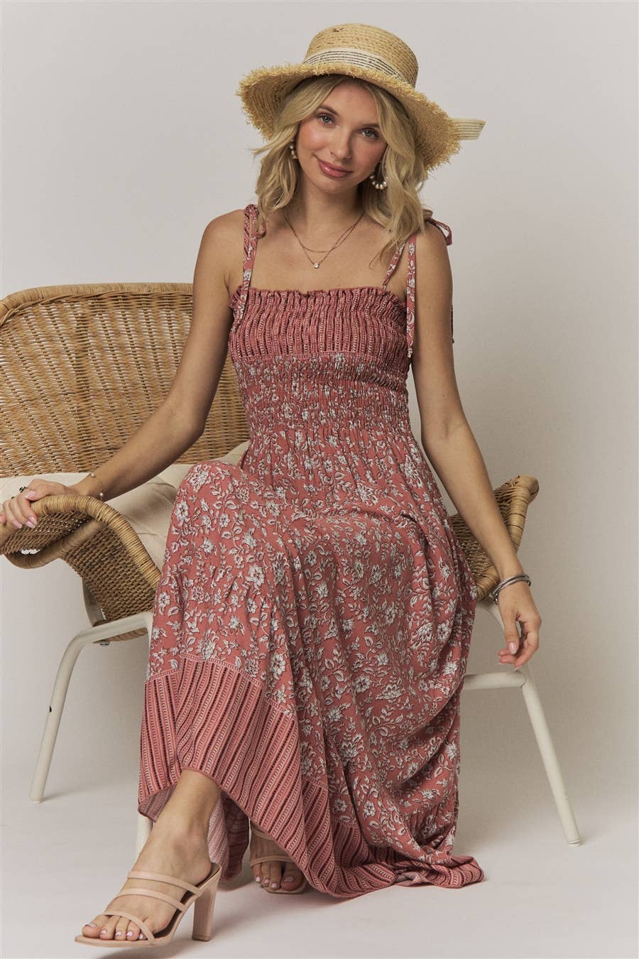 SMOCK TOP FLORAL DRESS