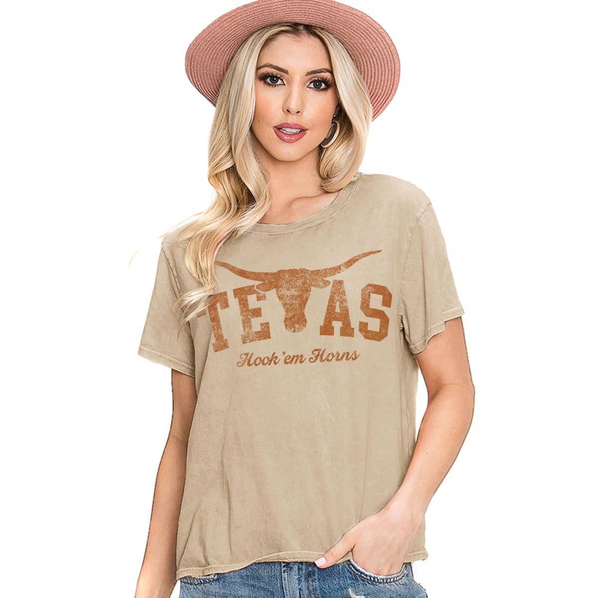 TEXAS HOOK EM HORNS MINERAL GRAPHIC TOP