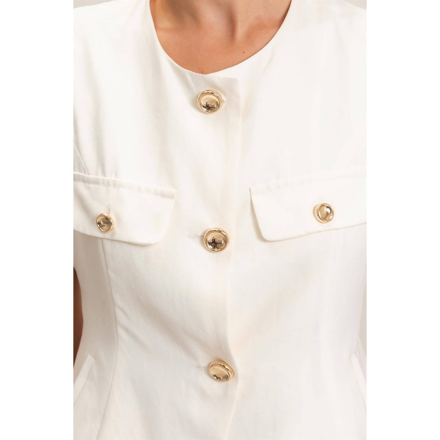 Buttoned Sleeveless Utility Vest