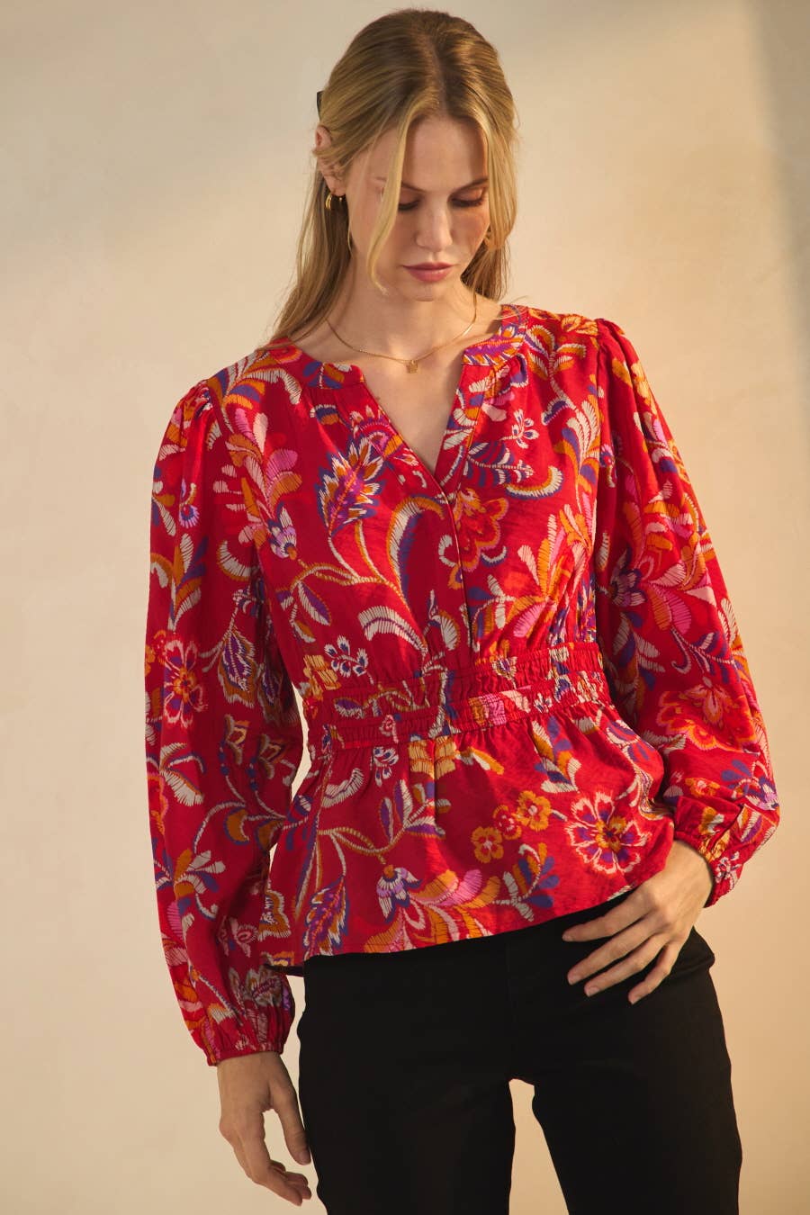 Floral Printed Peplum Style Blouse