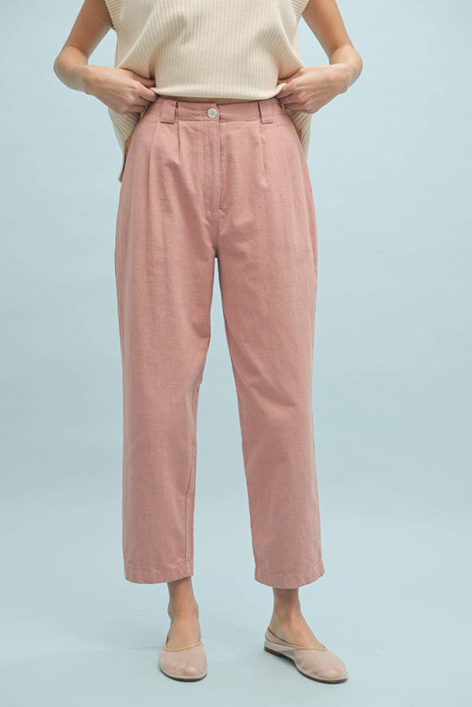COTTON PLEATED PANTS