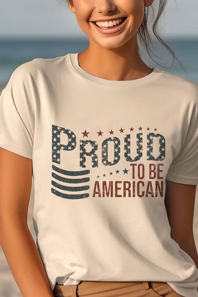 Proud To Be American, Fourth of July, Unisex Round Neck T-Shirt