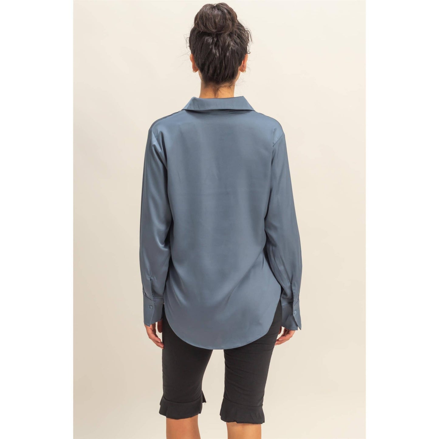 Button-Up Satin Shirt