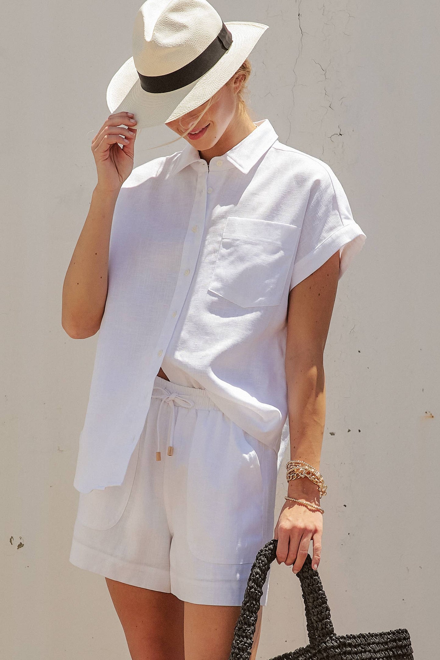 Linen Short Sleeve Button-Down Shirt