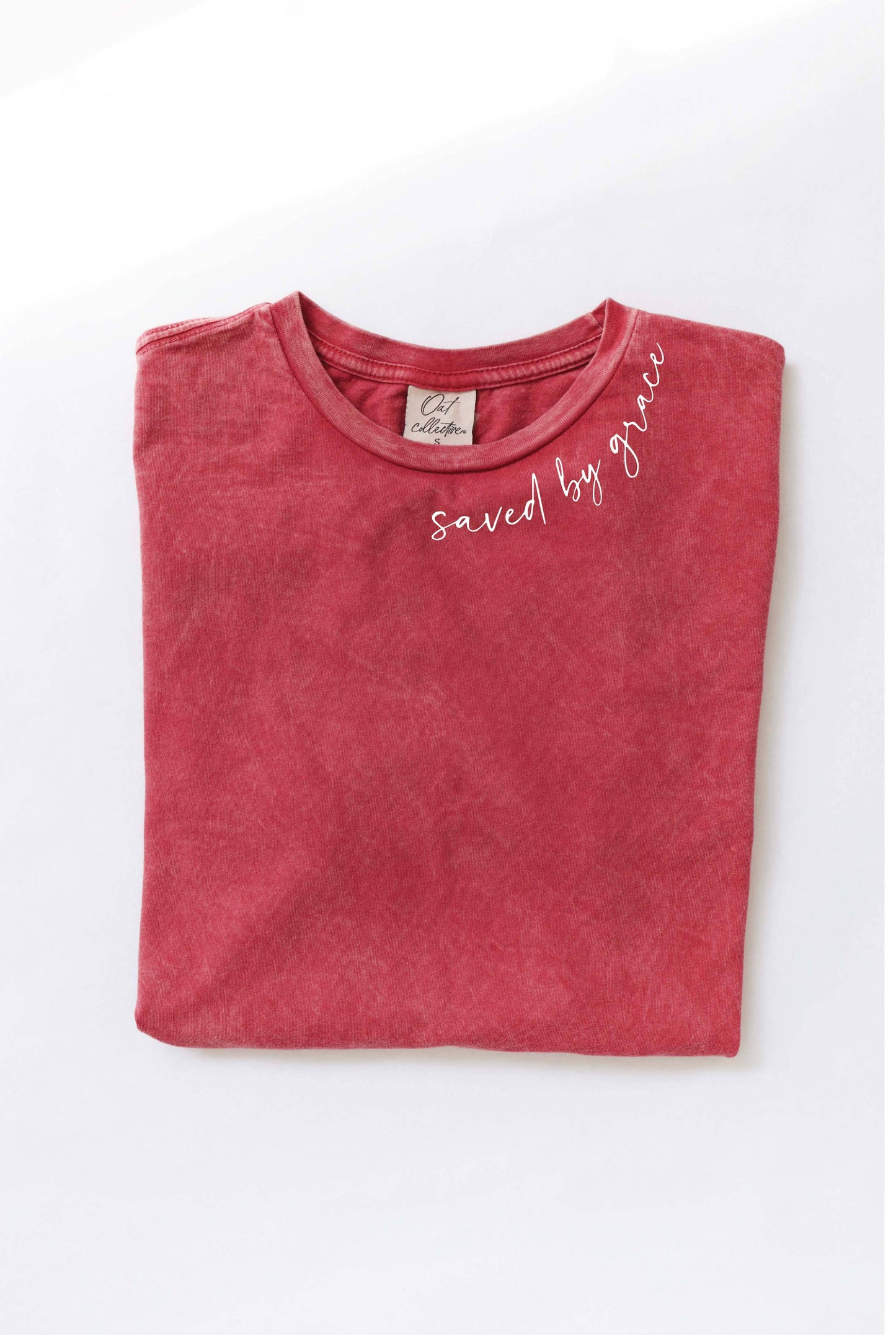 SAVED BY GRACE Mineral Washed Graphic Top