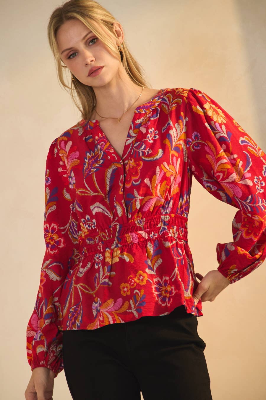 Floral Printed Peplum Style Blouse