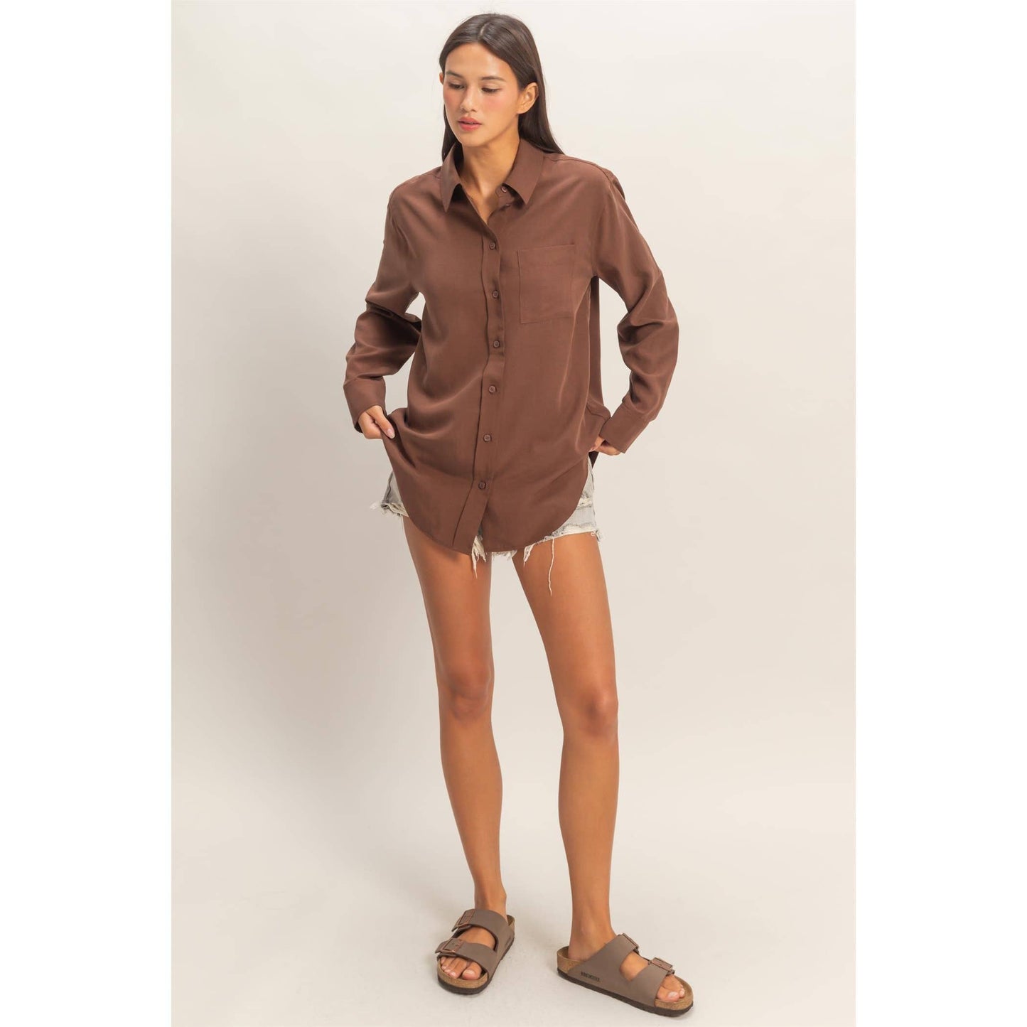 Linen Blend Button-Up Shirt