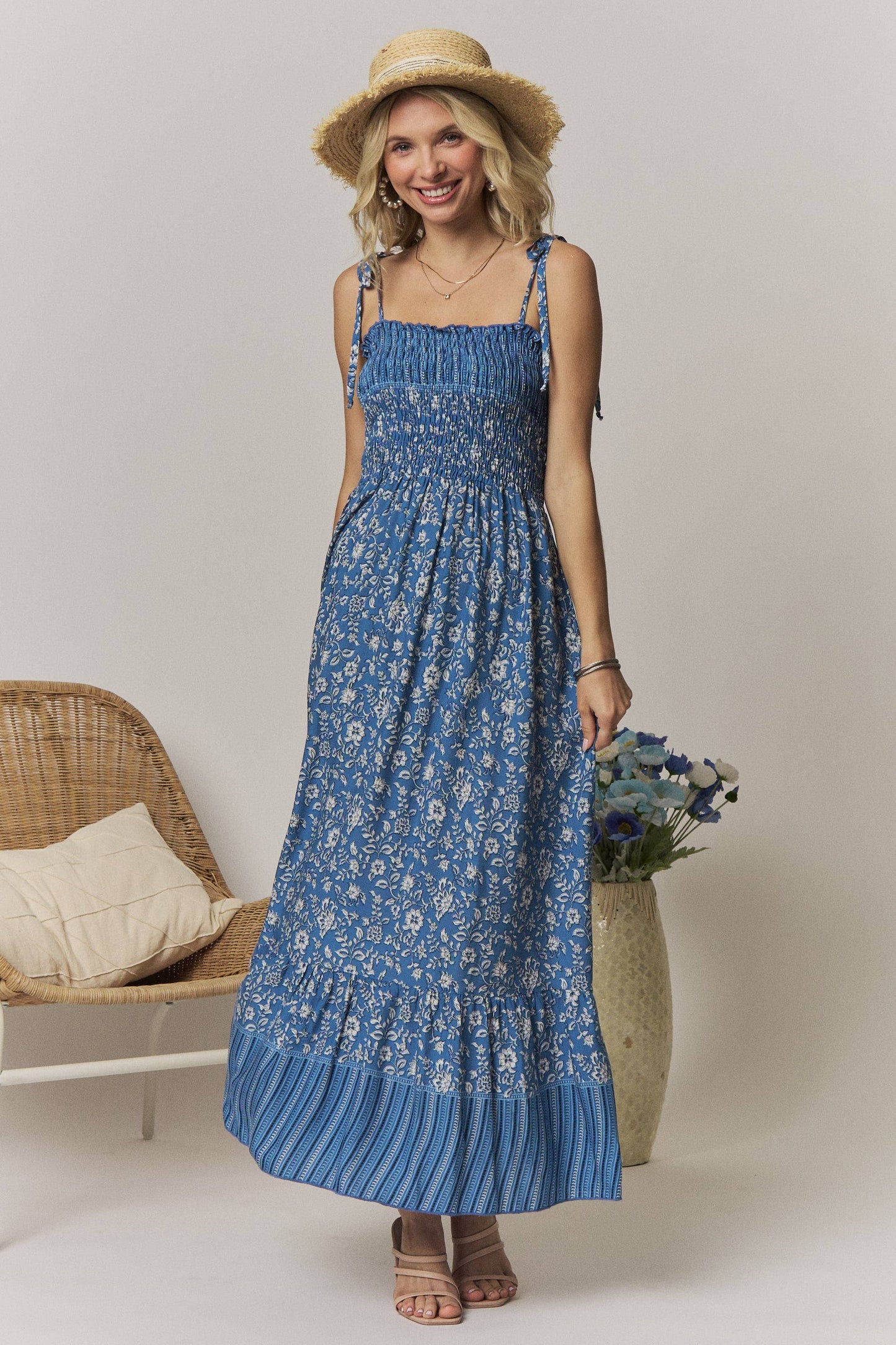 SMOCK TOP FLORAL DRESS