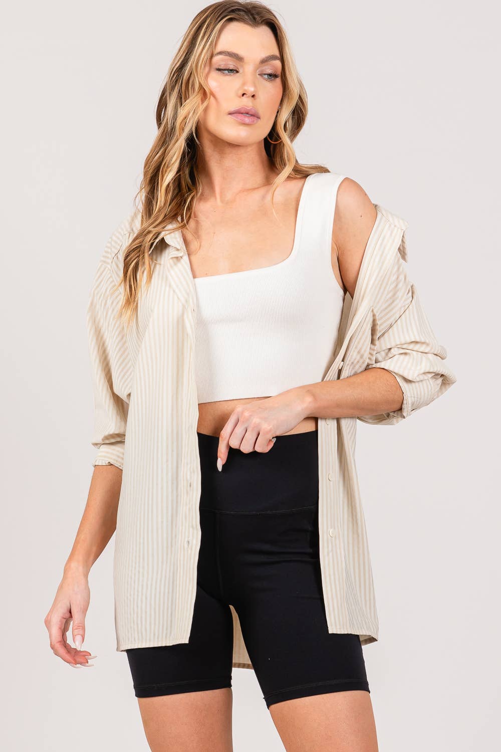 LOOSE FIT STRIPE BUTTON DOWN