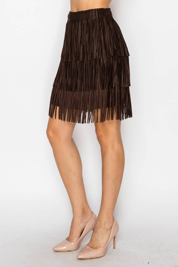 Short Layered Fringe Tiered Skirt