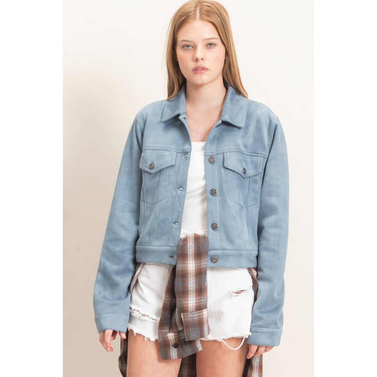 Button-Up Suede Jacket