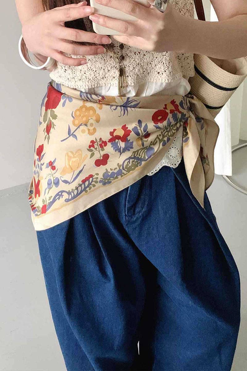 Floral Print Tie-Waist Scarf