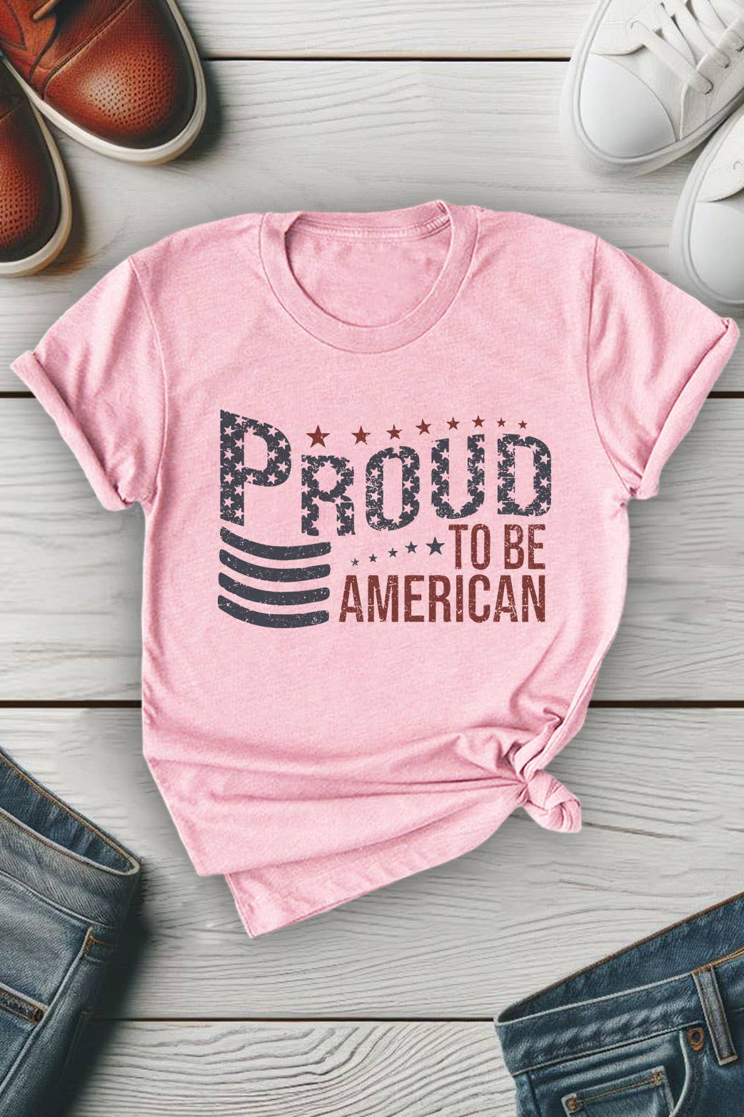 Proud To Be American, Fourth of July, Unisex Round Neck T-Shirt