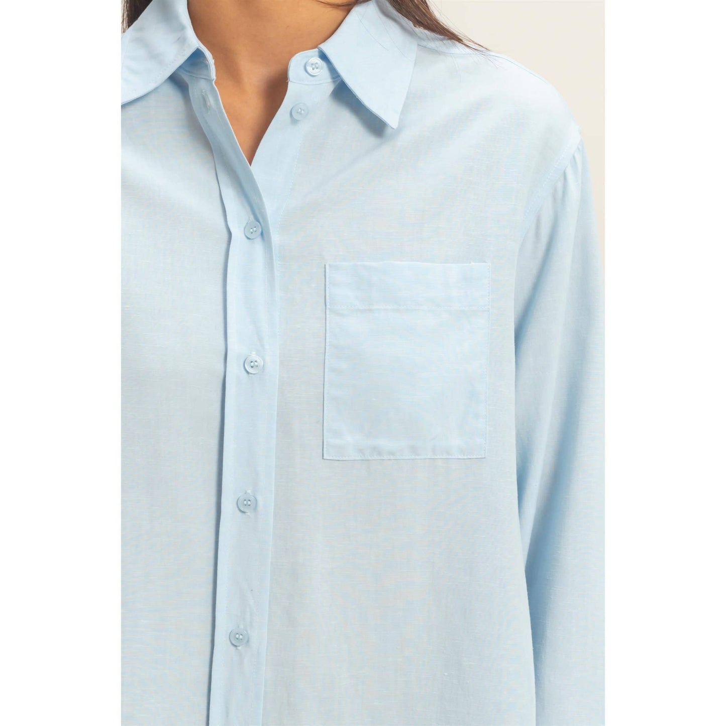 Linen Blend Button-Up Shirt