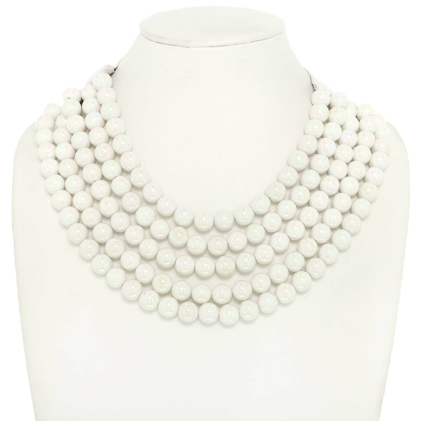 BLING METALLIC COLOR BEADED NECKLACE FAUX LEATHER MAGNETIC
