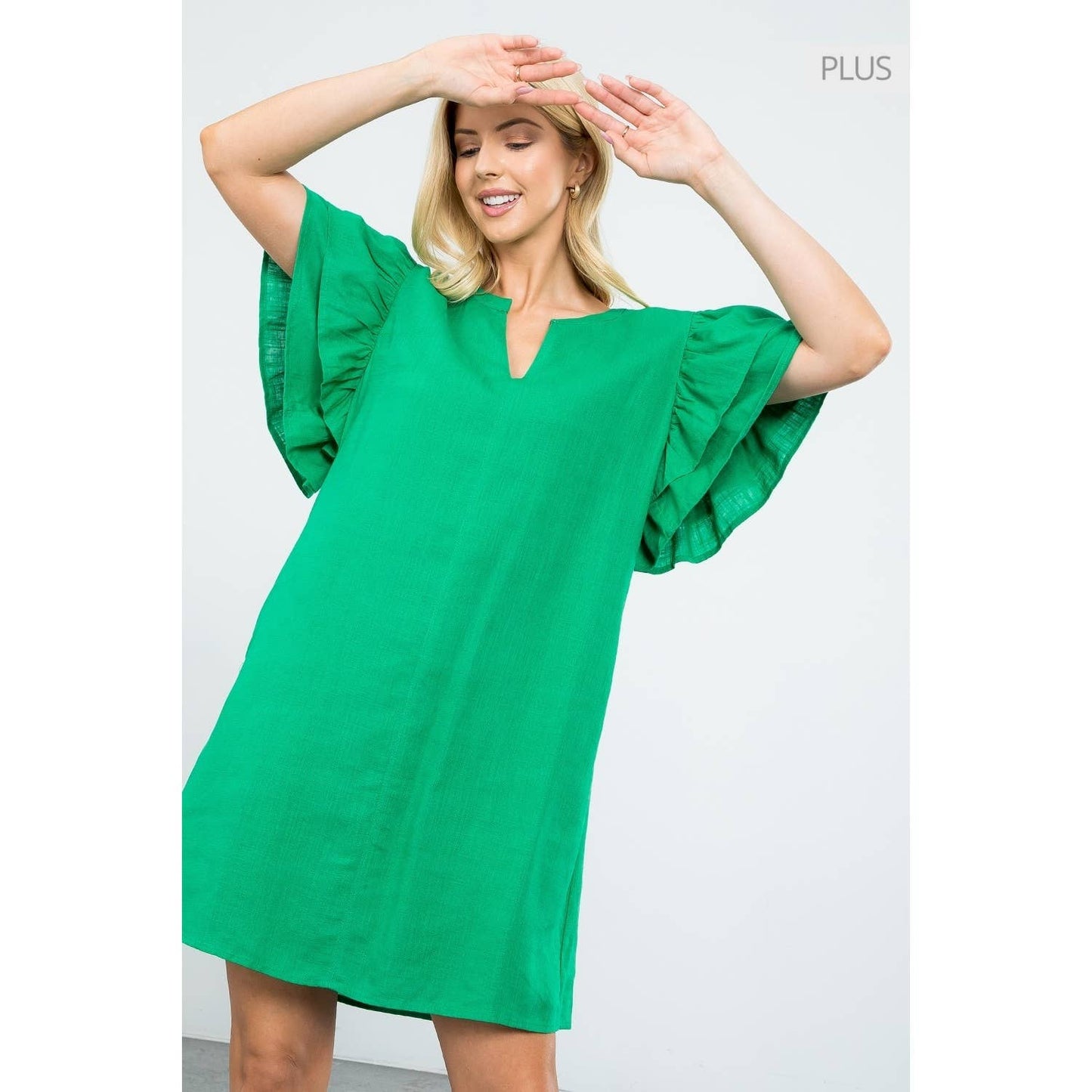 /Size XL/ Flutter Sleeve V-Neck Dress
