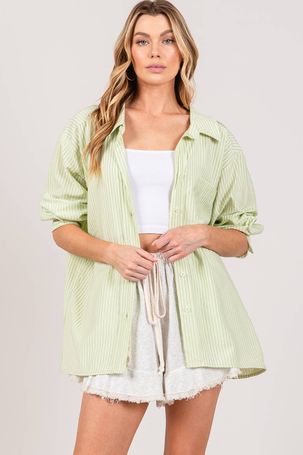 LOOSE FIT STRIPE BUTTON DOWN