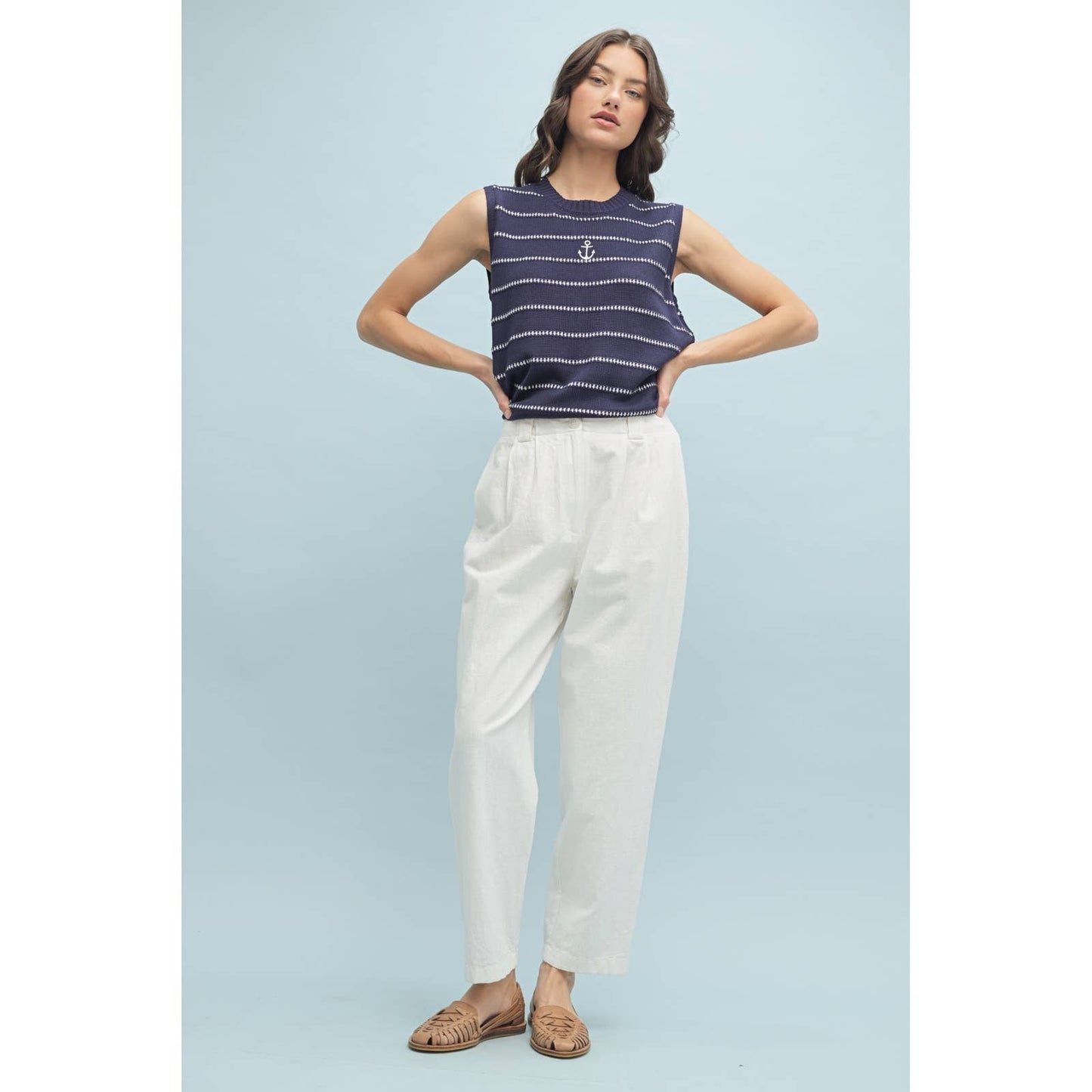COTTON PLEATED PANTS
