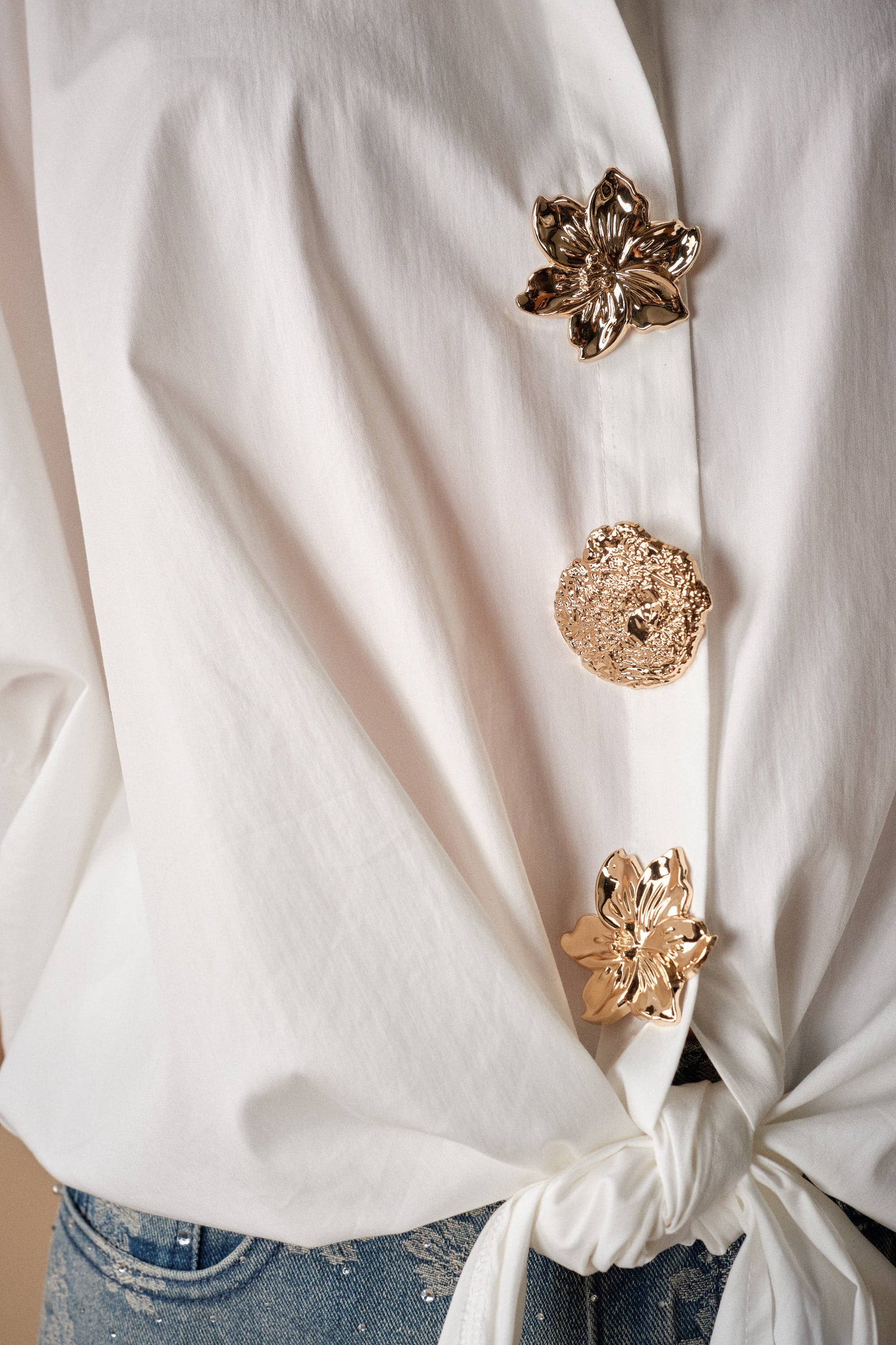 Statement Button Front Tie Shirt
