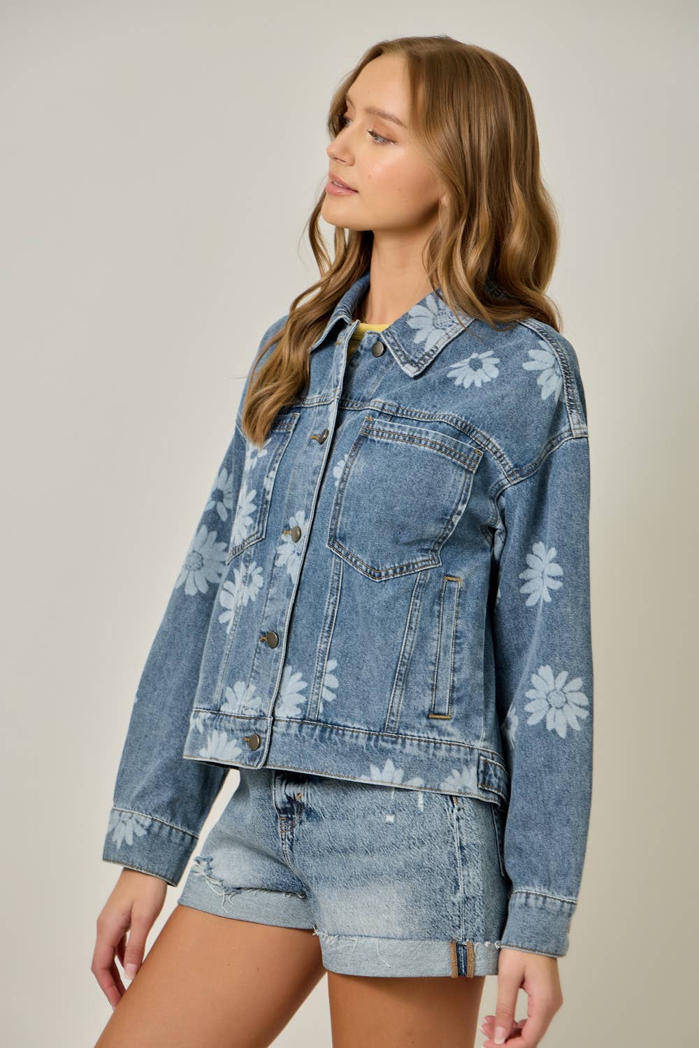 Floral Printed Denim Jacket
