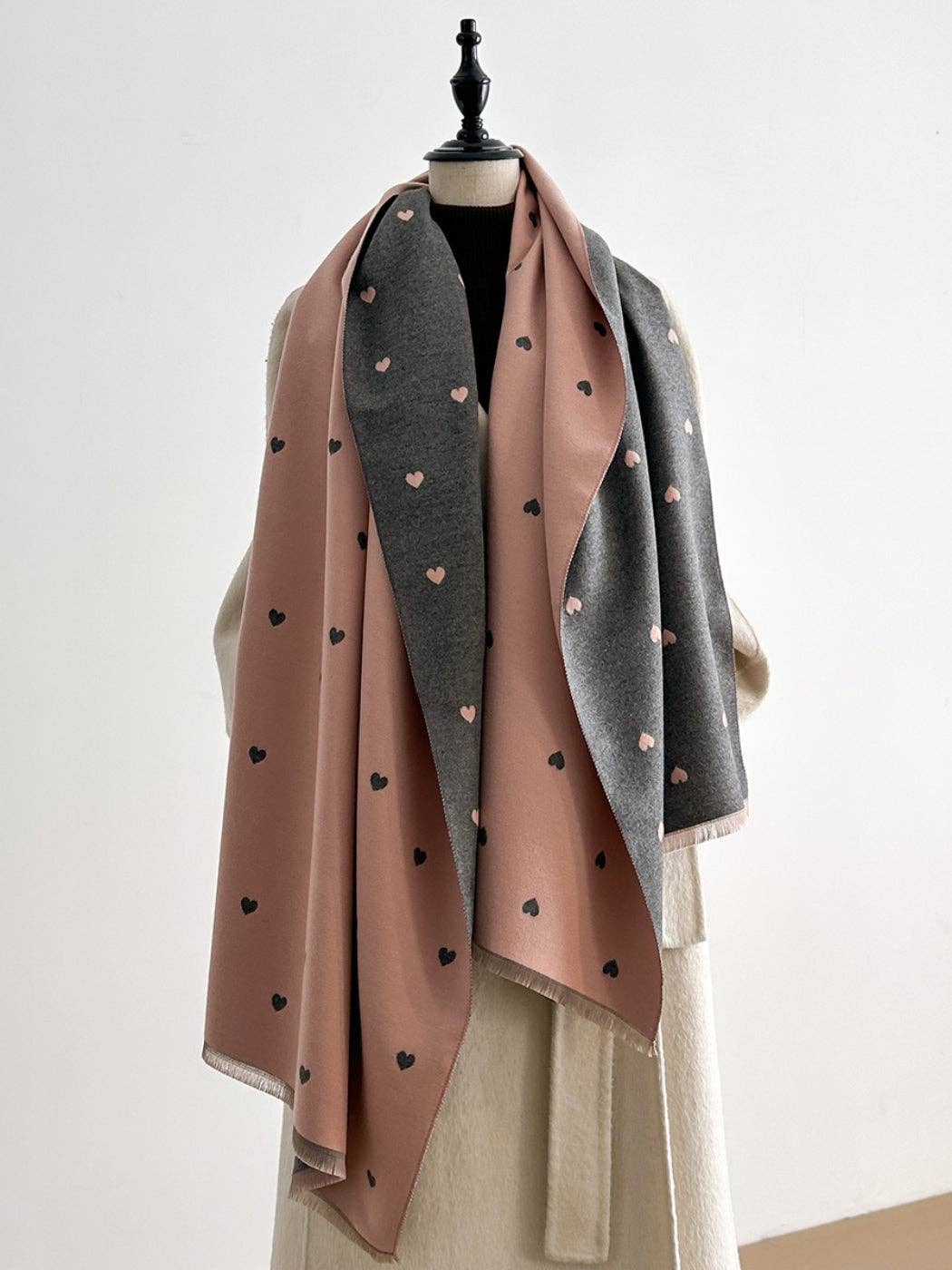 Reversible Heart Print Scarf & Wrap