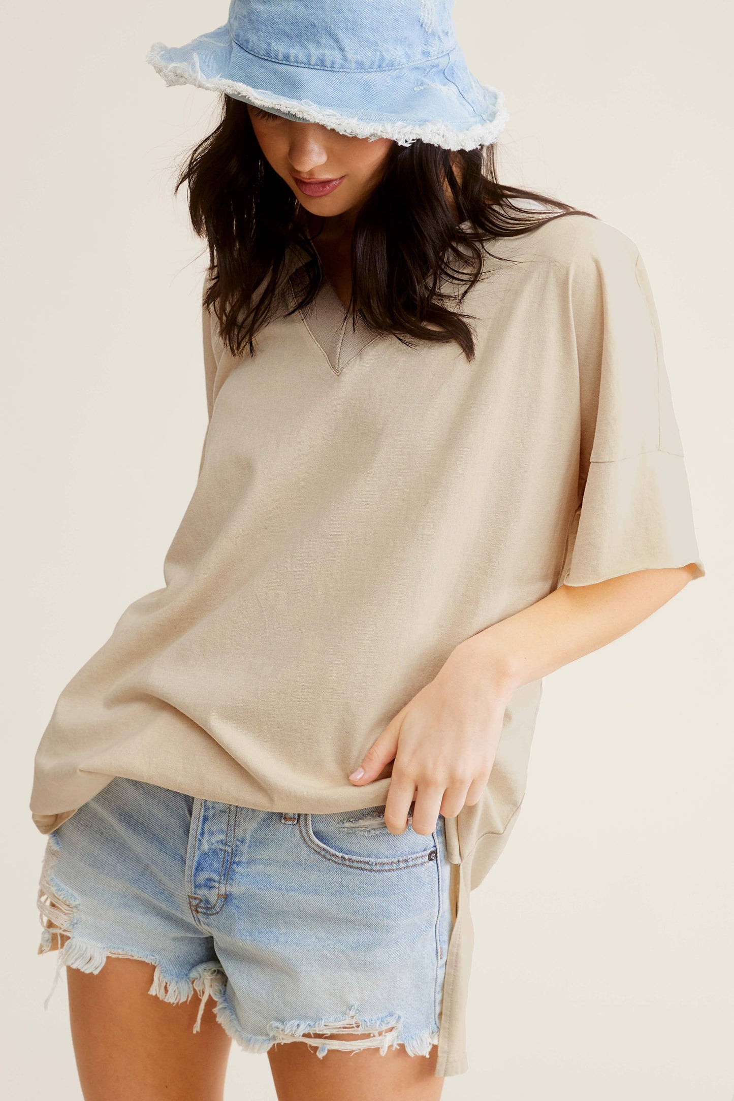 Mineral Washed  Short Sleeve Top