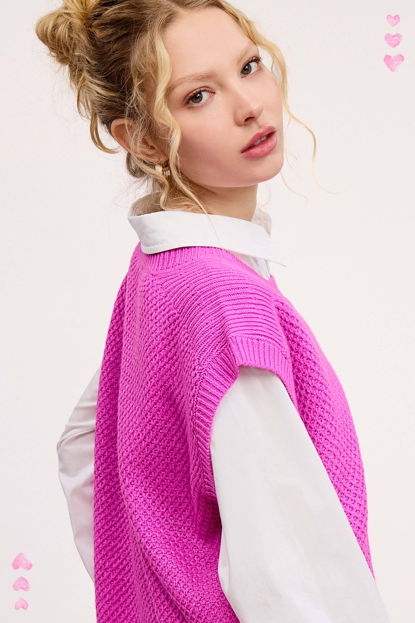 Loose Fit Round Neck Sweater Vest Top