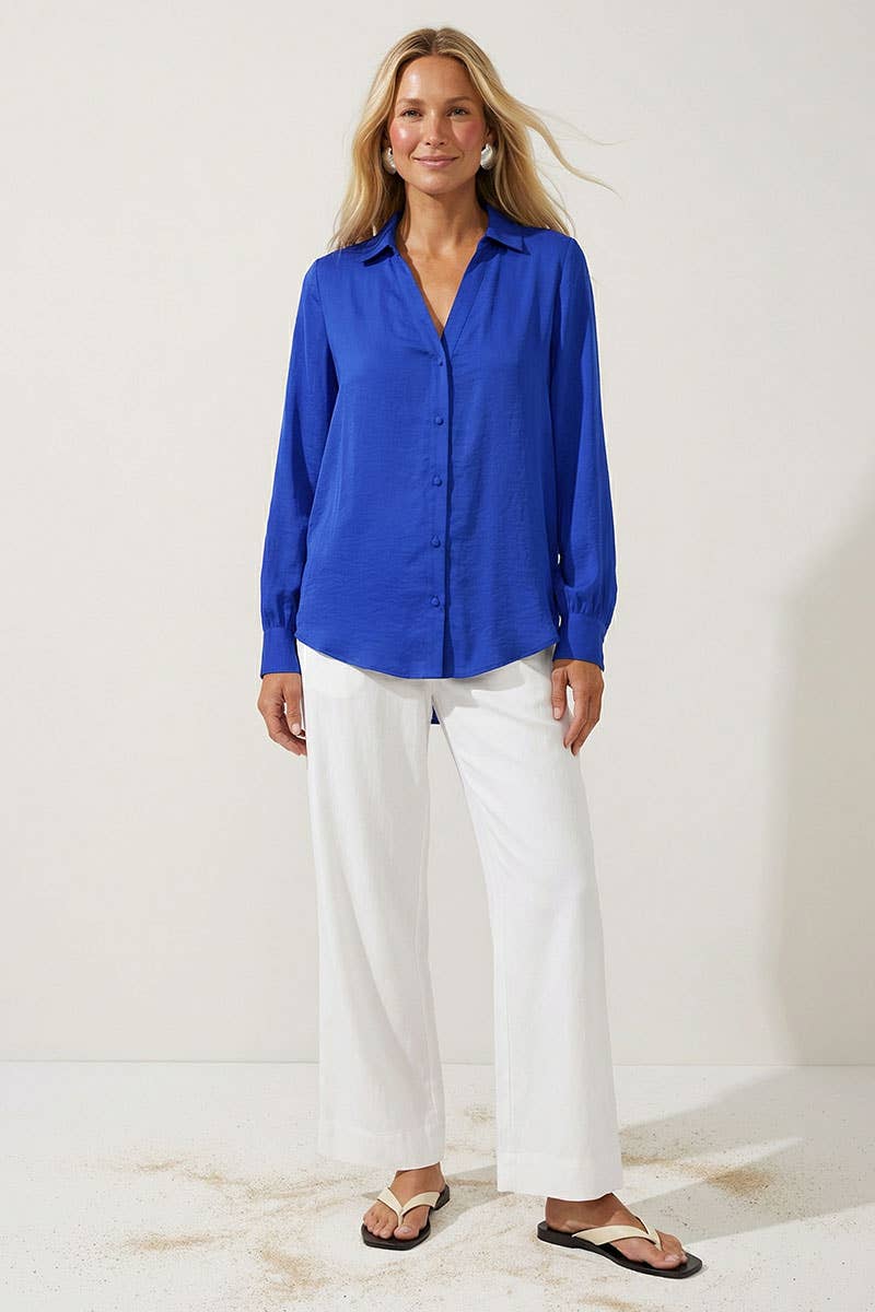 Classic V-Neck Button Down
