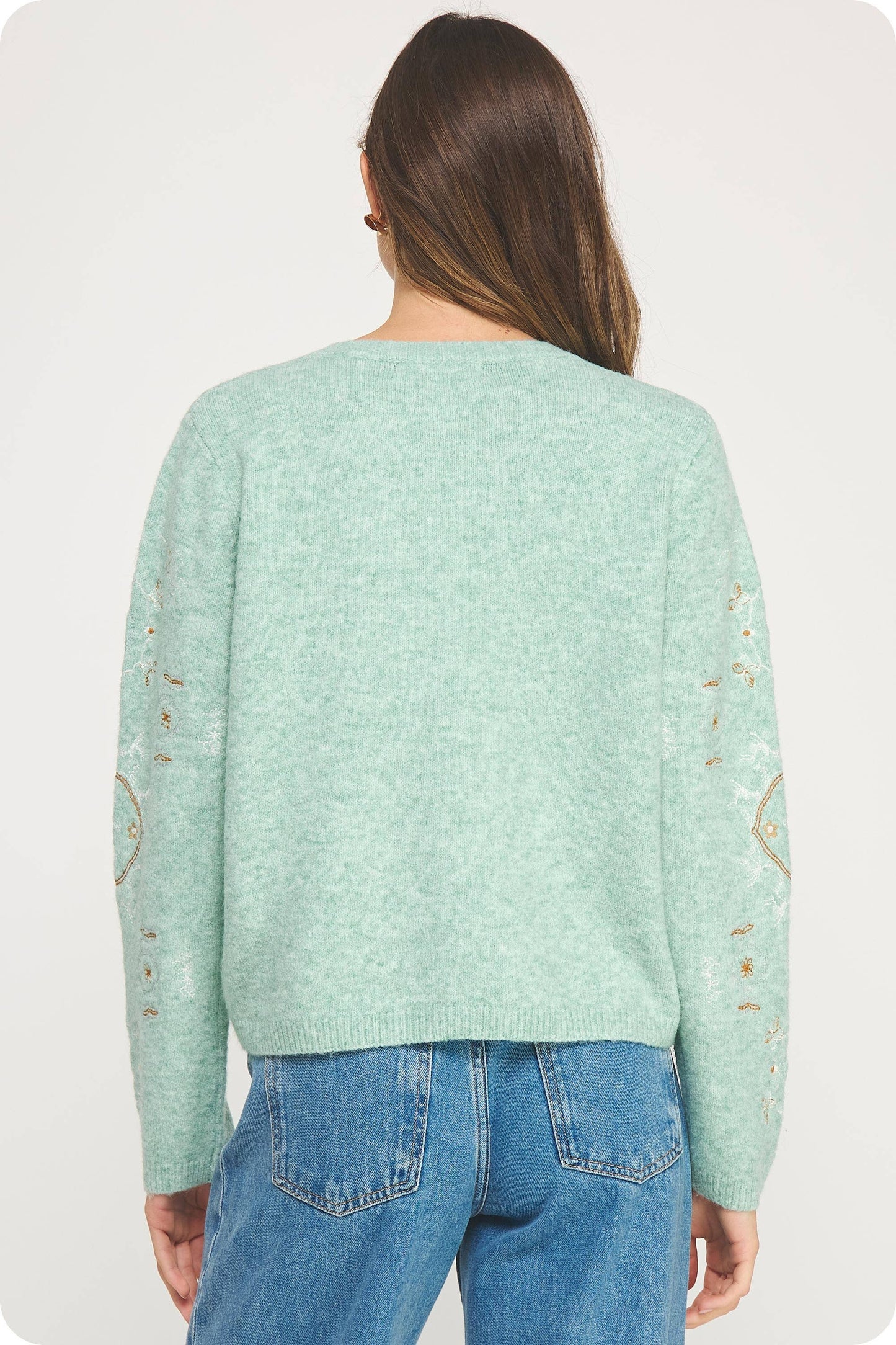 Embroidered Knit Sweater Cardigan