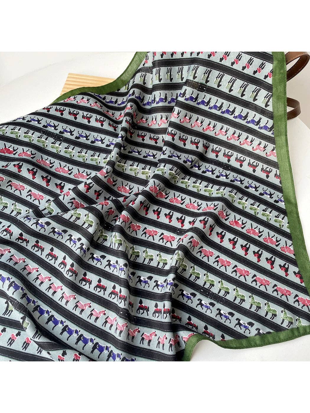 Stripe Animal Print Square Scarf